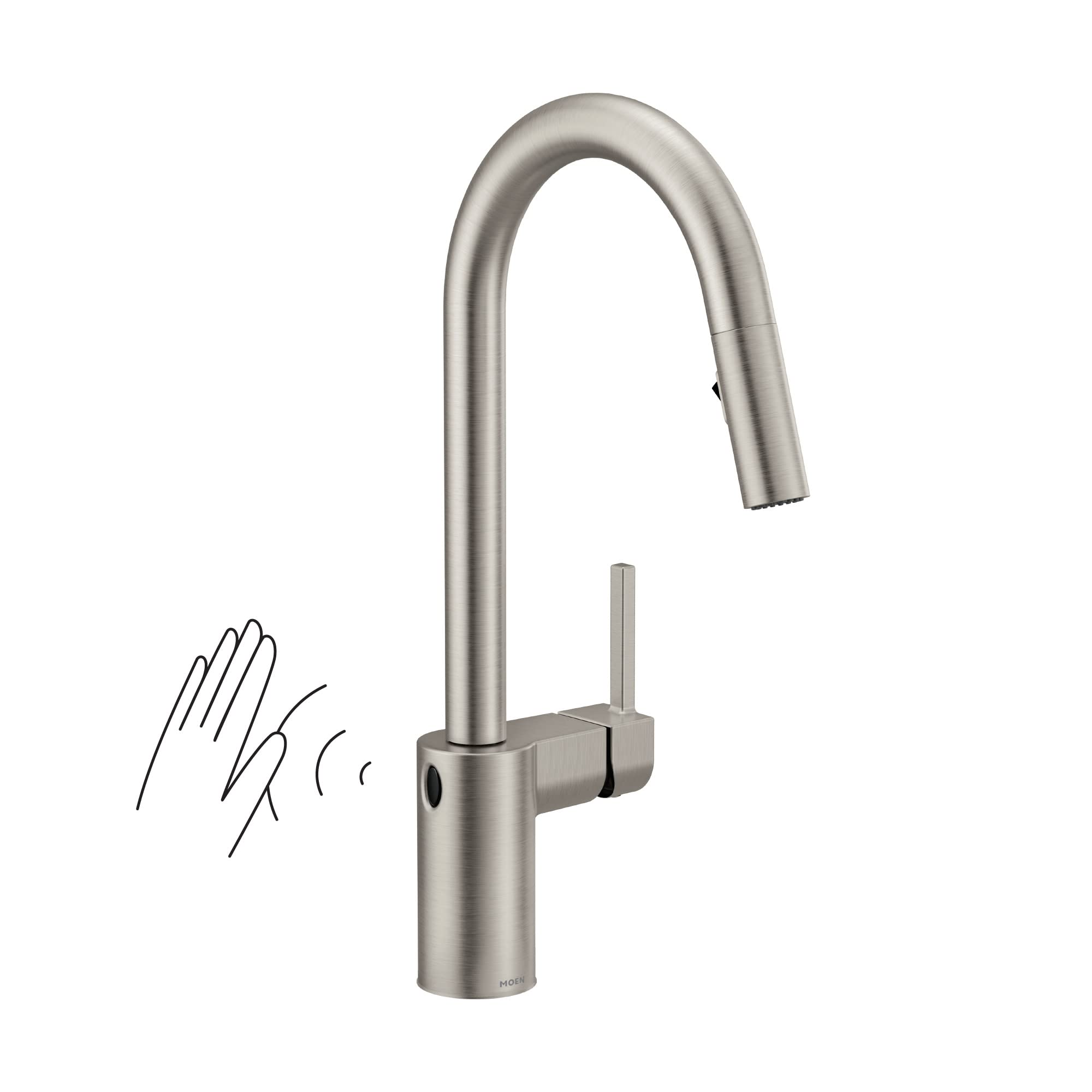 Moen 7565Ewsrs Align Motionsense Wave One-Sensor Touchless One-Handle High Arc Modern Pulldown Kitchen Faucet With Reflex, Spot