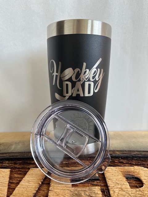 Maverick Advantage Hockey Dad Tumbler - 20 Oz Black Tumbler W/ Sliding Lock Lid - Dad Gift - Hockey Gift