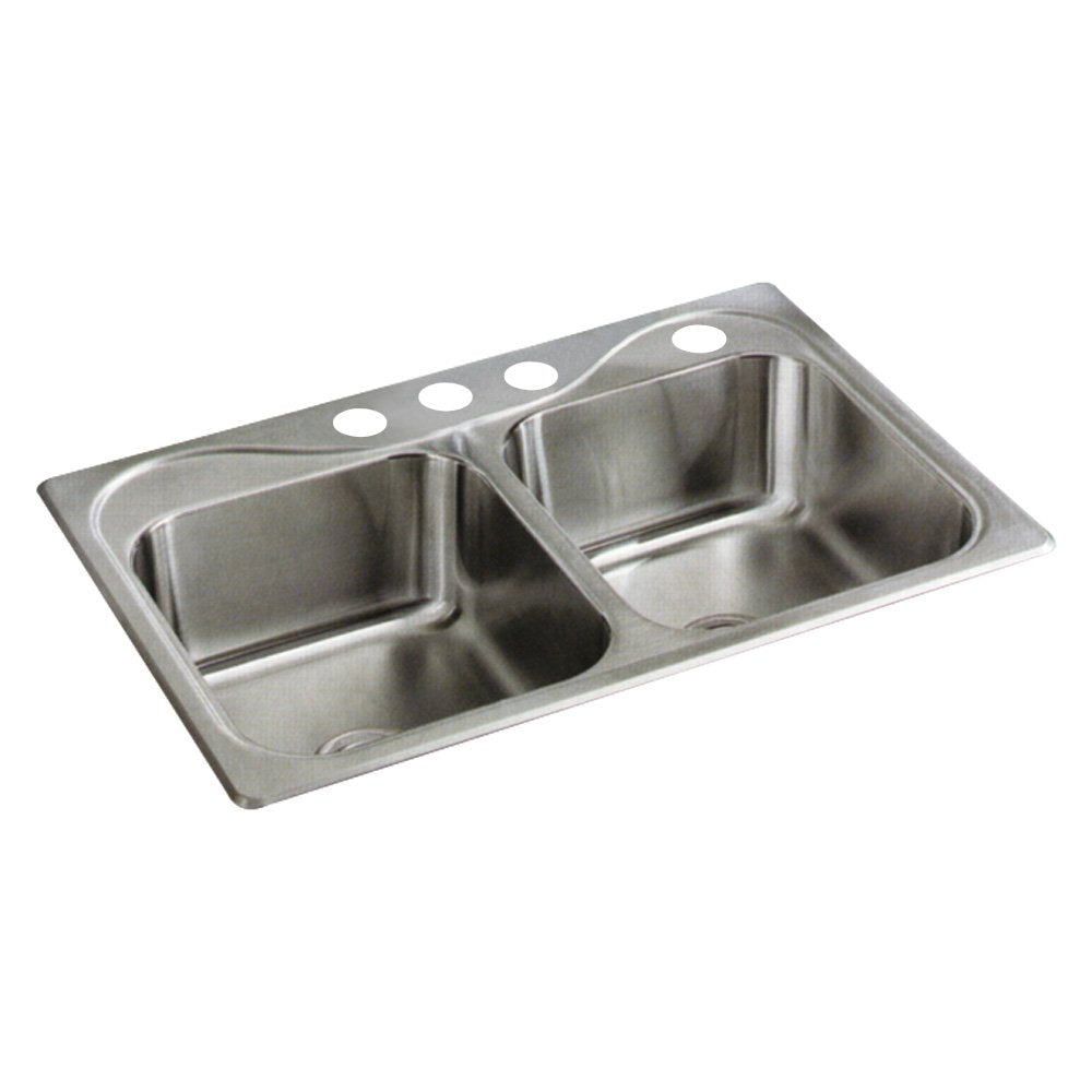 Sterling 11402-4-Na Southhaven 33-Inch By 22-Inch Top-Mount Double Equal Bowl Kitchen Sink, Stainless Steel