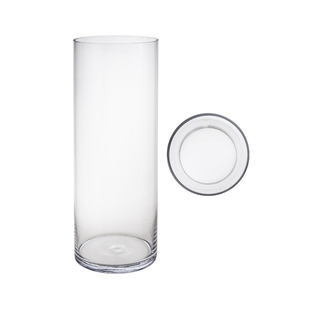 Mega Vases Cylinder Vase 6 Inch x 20 Inch, Decorative Clear Glass with Sturdy Base, Wedding Centerpieces, Flower Bouquets, Home 