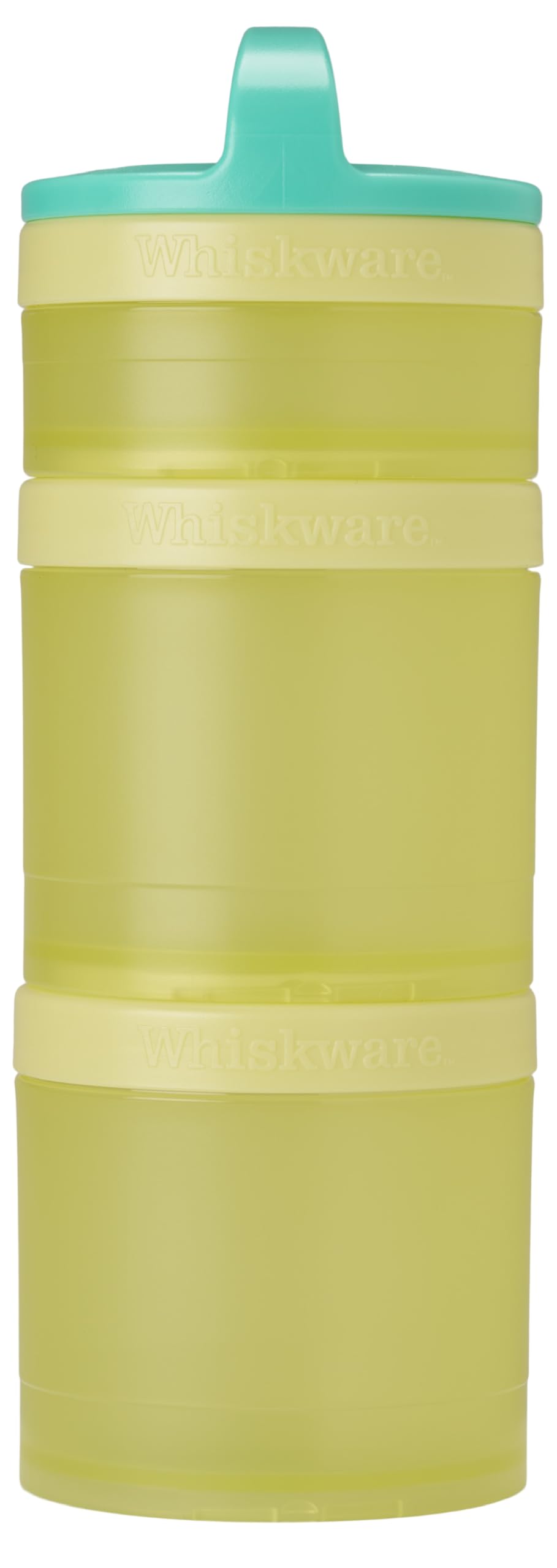 Whiskware Stackable Snack Containers for Kids and Toddlers, 3 Stackable Snack Cups for School and Travel, Teal/Yellow