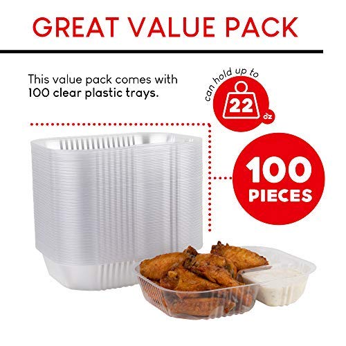 22Oz Plastic Nacho Trays (100 Pack) Large Disposable Tray For Nachos & Cheese Dip, Concession Stand Supplies, Movie Night Snacks