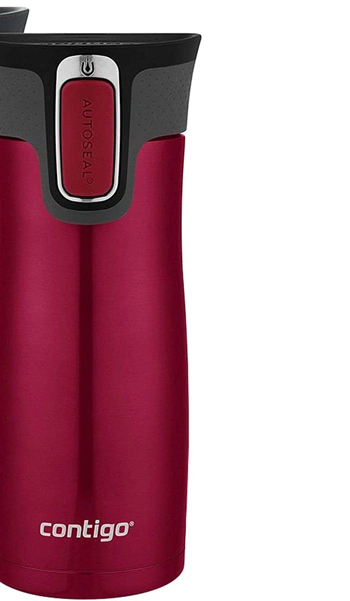 Contigo Autoseal West Loop Vacuum-Insulated Stainless Steel Travel Mugs With Easy-Clean Lid, 16Oz., Very Berry & Stainless Steel