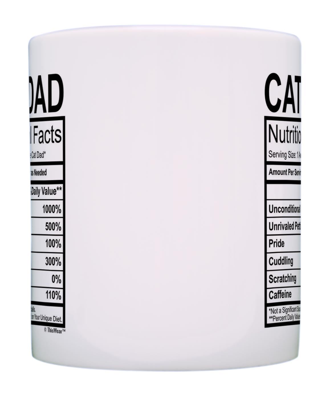 ThisWear Cat Gifts Cat Mom Dad Nutrition Facts Mug Set Pet Parents 2 Pack 11oz Ceramic Coffee Mug Set