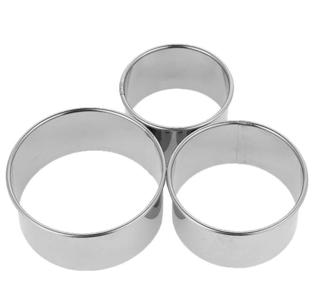 A Set Of 3Pcs Stainless Steel Dumplings Skin Cutter Packing Tool (8Cm,7Cm,6Cm) Biscuit Plain Edge Round Maker Chinese Dumpling C