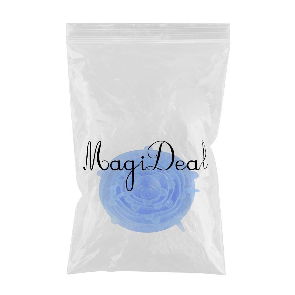 CALANDIS 6pcs/ Set Reusable Silicone Stretch Lids Wrap Bowl Seal Covers Blue