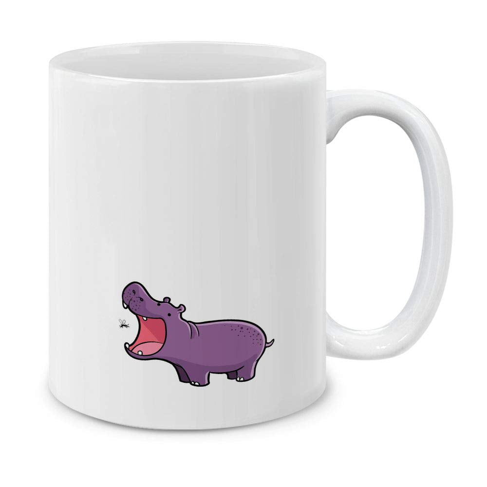 MUGBREW Cartoon Animal Drawing Mugs, Purple Hippo Ceramic Coffee Mug Tea Cup, 11 OZ