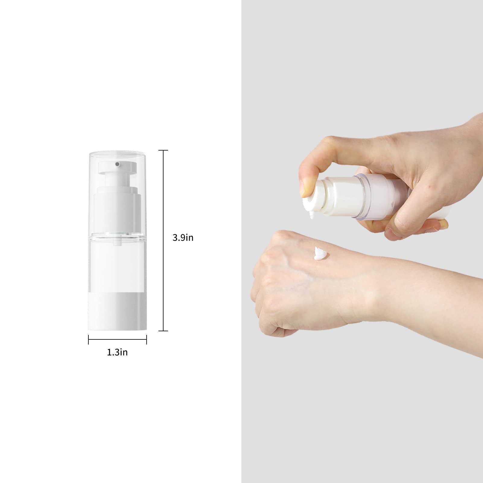 Longway 0.5Oz 15Ml Clear Airless Cosmetic Cream Pump Bottle Travel Size Dispenser Refillable Containers/Foundation Travel Pump B