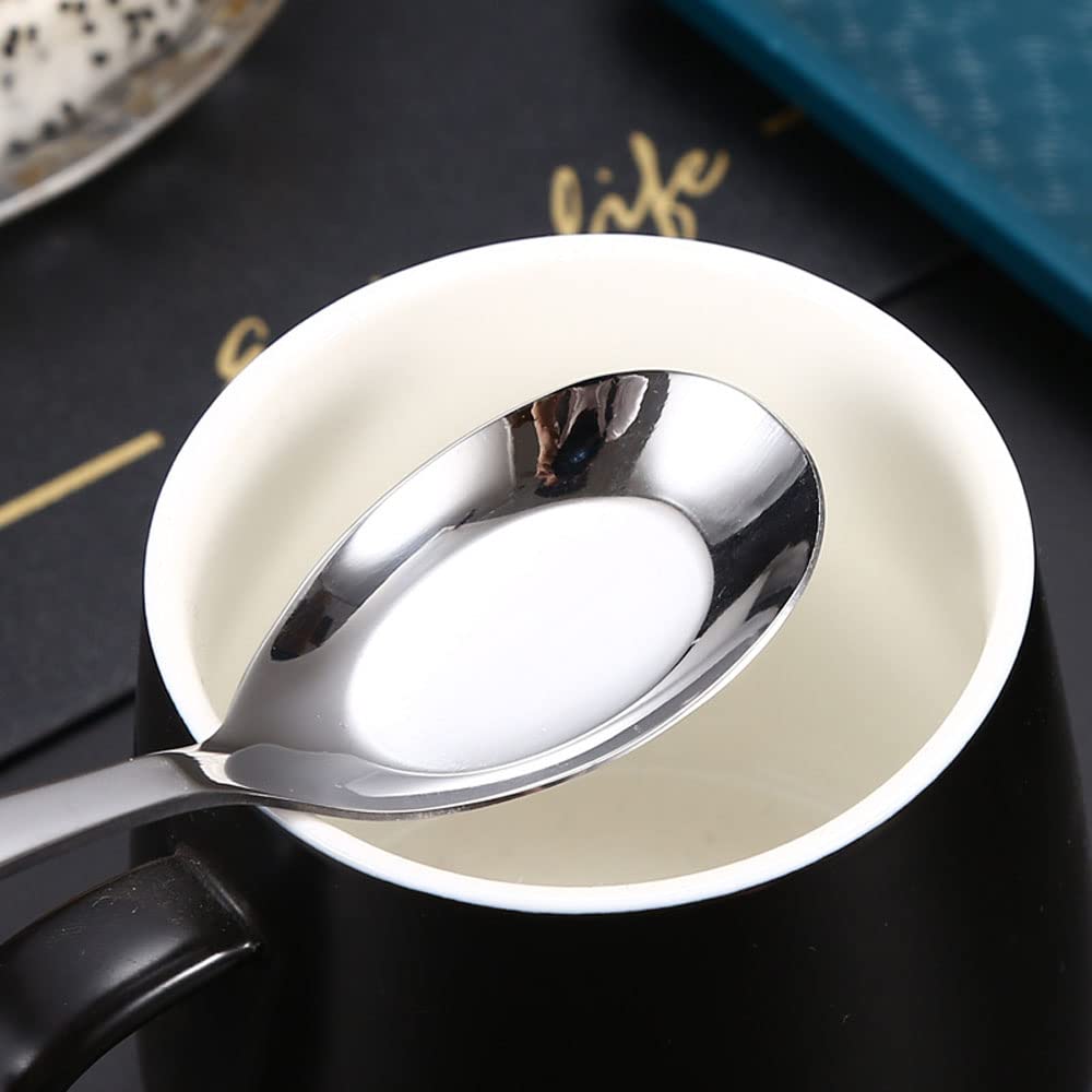 5 Pcs Soup Spoon,Stainless Steel Spoon, Mirror Finish Spoons,Kitchen Serving Spoons,Dessert Spoon,Coffee Spoon,Ice Cream Spoons