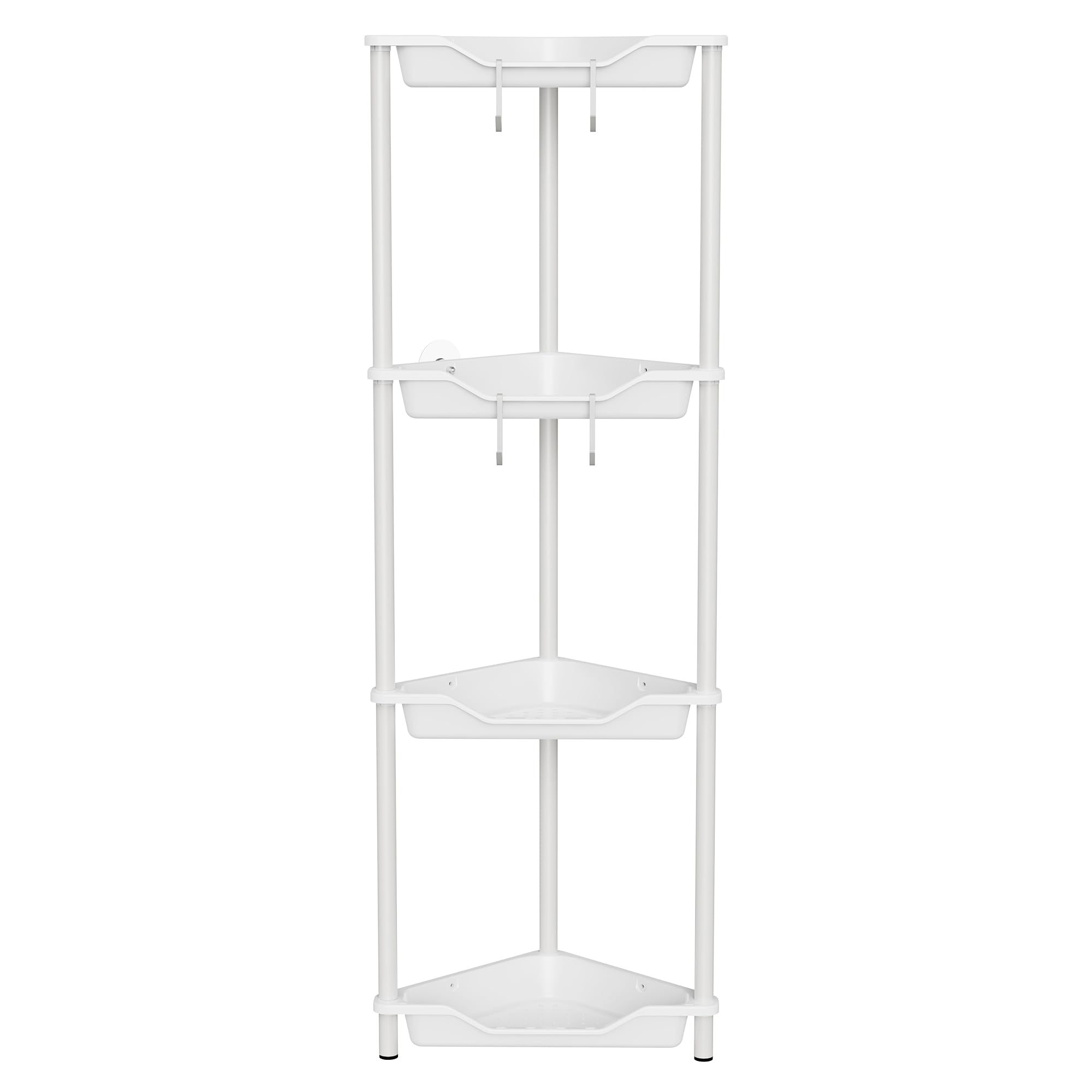 Orimade Rustproof 4 Tier Floor Standing Corner Shower Caddy Organizer, Plastic Metal Splicing Floor Corner Shelf Rack Stands For