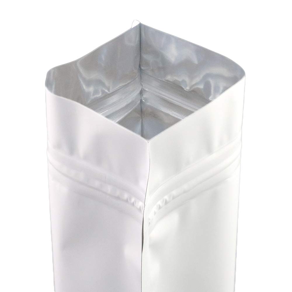 Qq Studio 100 Matte Metallic Color With Frosted Window Display Stand-Up Resealable Quickqlick Bags (6.3'' X 9.4'', Matte White)
