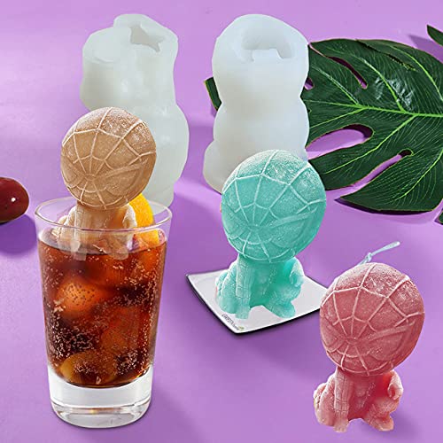 Silicone Molds Spiderman, Ice Maker Silicone Tray Cute Easy Release Novelty Drink Tray For Chilled Drinks Fondant Candy Chocolat