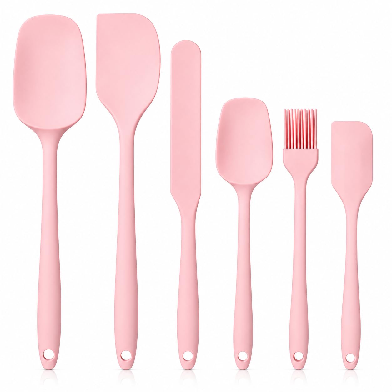 SNAILBREAD 6Piece Silicone Spatula Set, Seamless Baking Tools, Pastel Pink