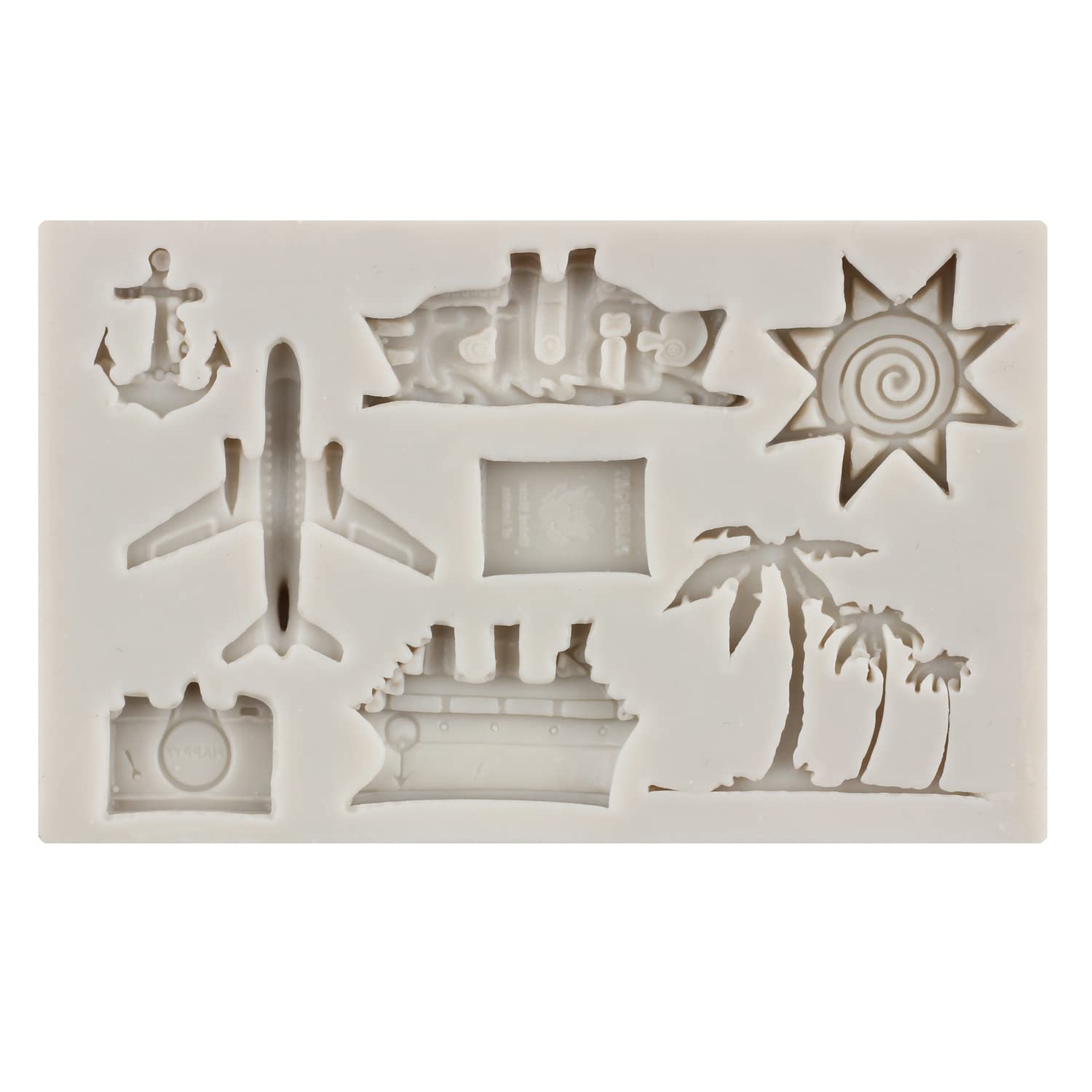 Mypracs Airplane Silicone Mold Travel Luggage Bag Fondant Mold Vacation Traveler Themed Mold Camera Cruise Mold For Sugar Cake D