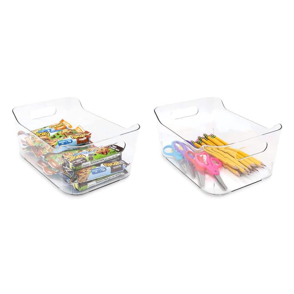 Isaac Jacobs 4-Pack Small Clear Storage Bins (9.4    X 6.7    X 4.1   ) W/ Handles, Plastic Box Set, Home, Office, Fridge, Freez