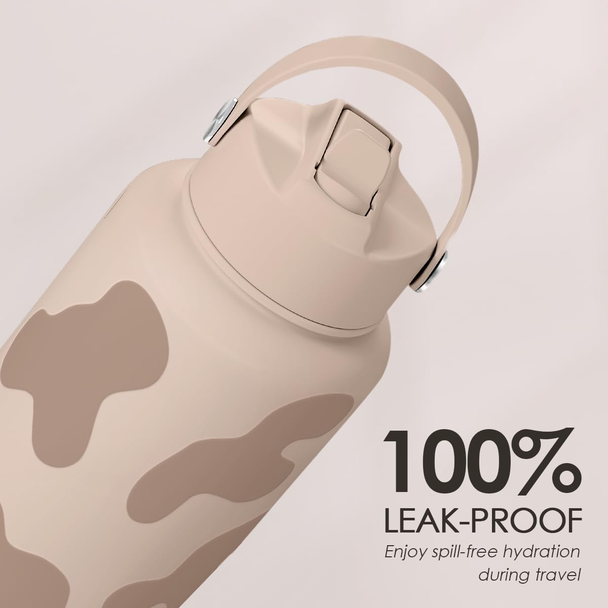 Cow Print Water Bottle 32oz Stainless Steel with Lid, Insulated Bottles for Sports Travel Outdoor, Gifts for Women Girls Birthda