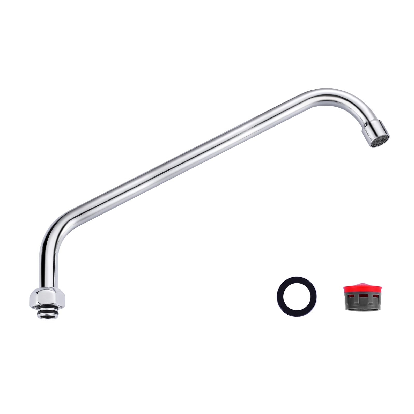 Commercial Faucet Swivel Spout Replacement: 14 Add-on Swing Nozzle Spout - Chrome Polished Spout Replacement Part For Commercial