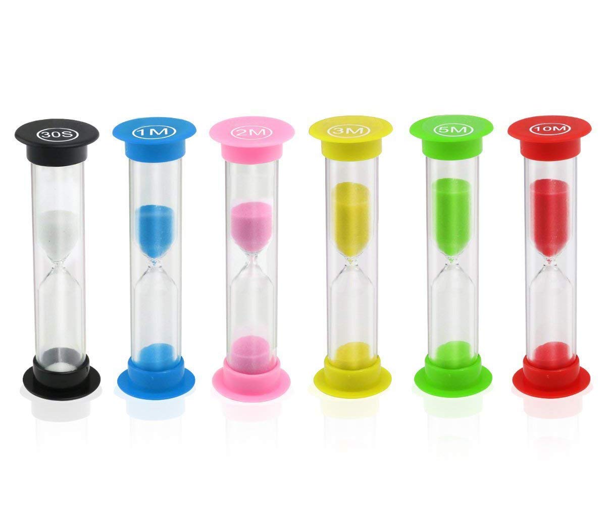 Sand Timer, Kiseer 6 Pcs Colorful Hourglass Sandglass Sand Clock Timers Set 30Sec / 1Min / 2Mins / 3Mins / 5Mins / 10Mins For Br