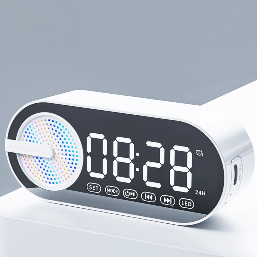 Ihao Portable Wireless Bluetooth Speakers 4 In 1 Multifunctional Soundbox Alarm Clock Mini Fm Radio Mirror 4 Hours Playtime Hand