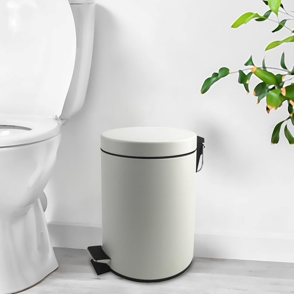 Stainless Steel Small Trash Can With Lid & Step Pedal - 5 Liters/1.3 Gallon Soft Close Waste Basket With Removeable Inner Bucket