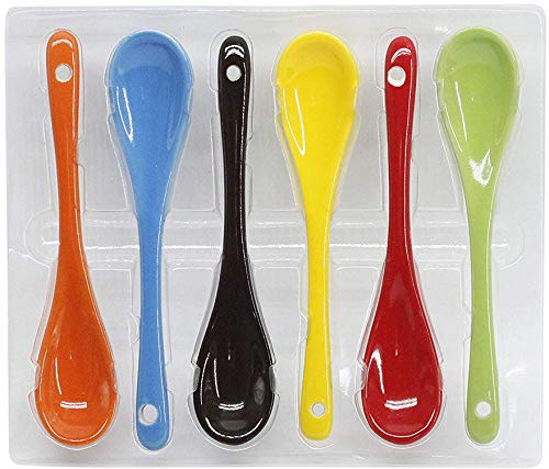 Mecai Porcelain Egg Spoons Set of 6 - 5 Inch Multicolor Coffee Spoons