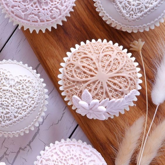 Anyana 3Pcs Set Fondant Impression Sugar Lace Molds Fondant Impression Lace Wedding Mould Silicone Imprint Mold Cake Decorating
