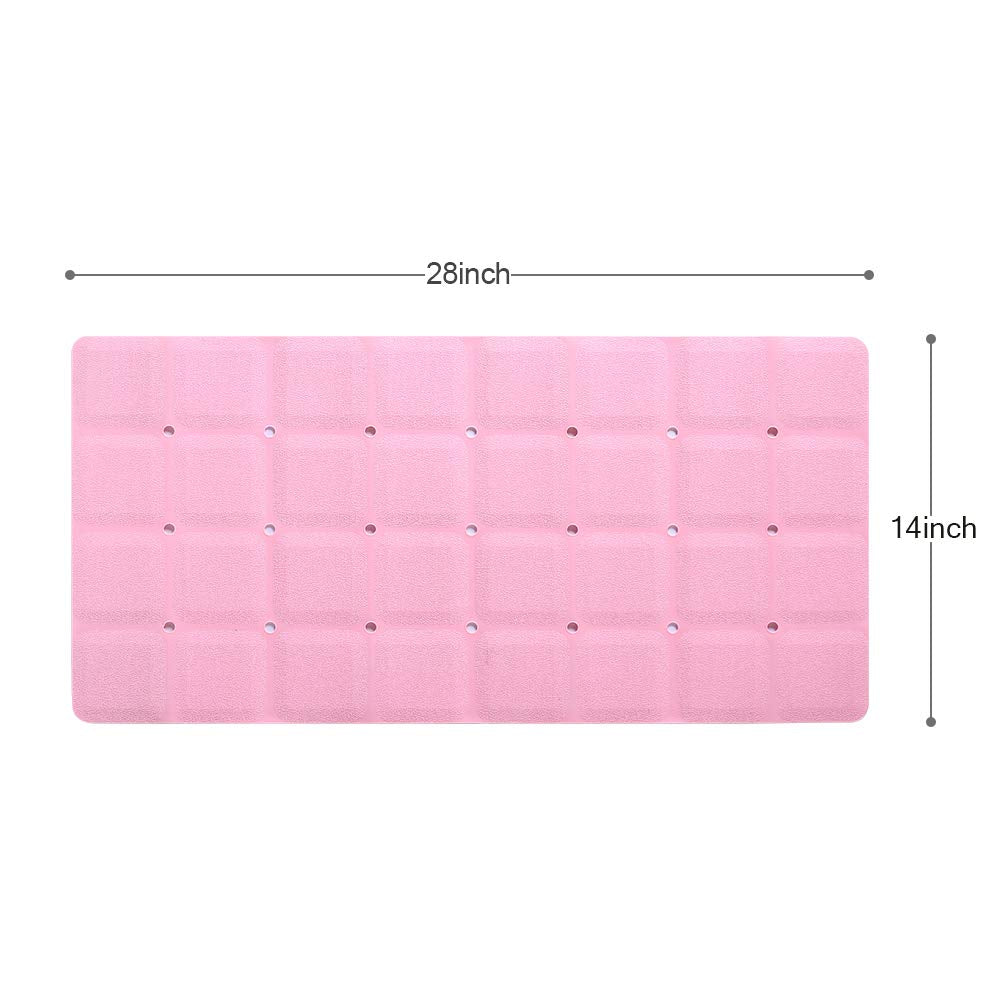 Webos Bathtub Mat Non Slip Soft Rubber Bathroom Bath No Suction Cups for Textured Tub Silicone Shower Bath Tub Mat(Pink  28-inch x 14-inch)