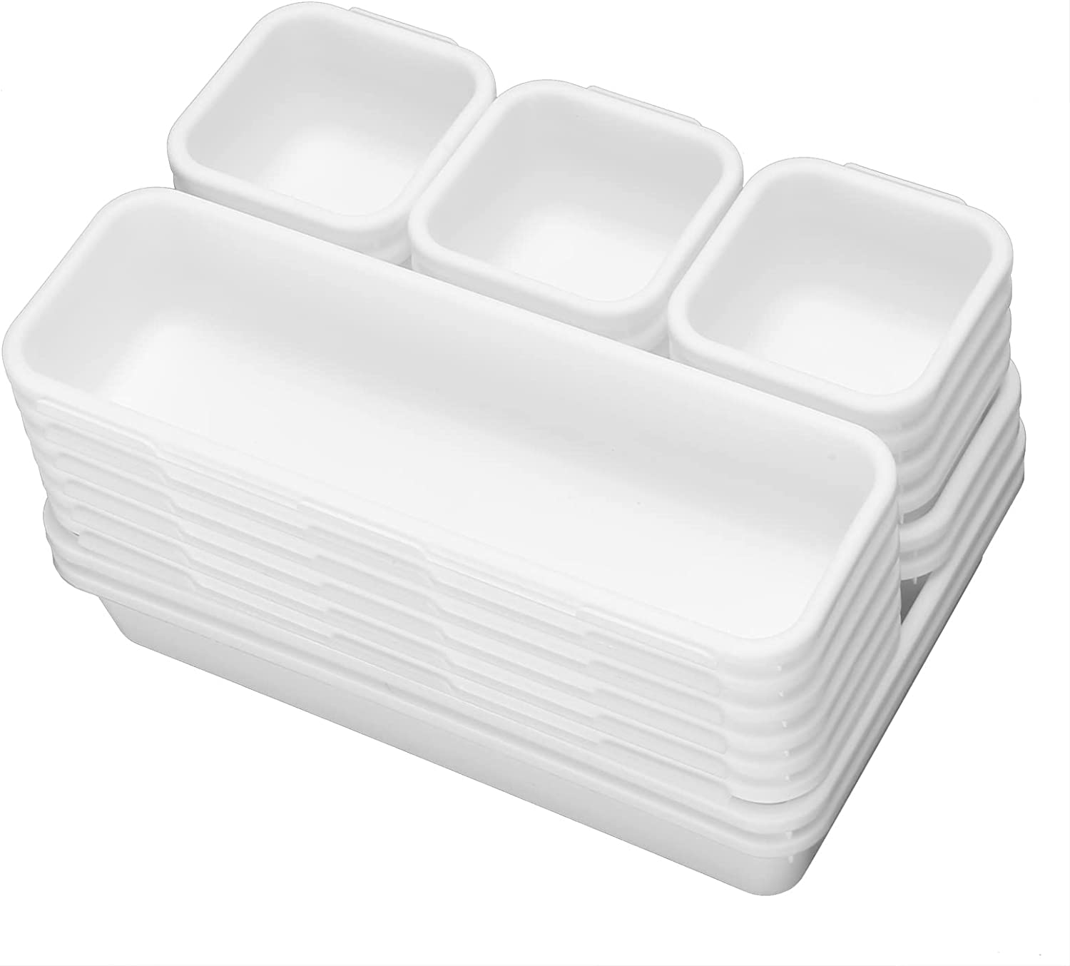 Juzr 15 Pack Interlocking Drawer Organizers & Storage Bins Bathroom, Office, & Kitchen Organization, Containers For Organizing,