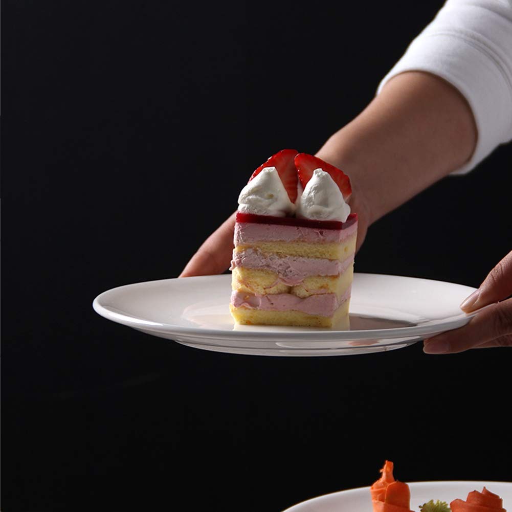 Easydancing 6Pcs Salad Dessert Plate 7.5Inch White Porcelain Dinner With Round Flat Design Good For The Gift