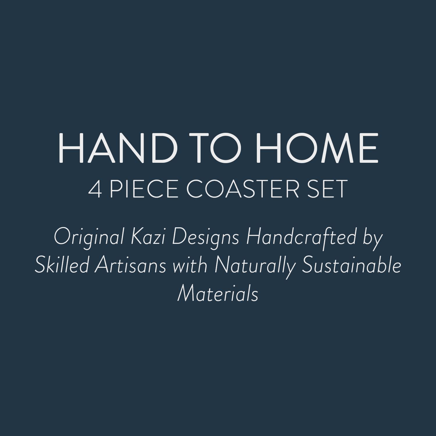 Kazi Coasters For Hot & Cold Drinks - Artisan-Made W/Raffia, Eco-Friendly, Housewarming Gift (Set Of 4, Blue)
