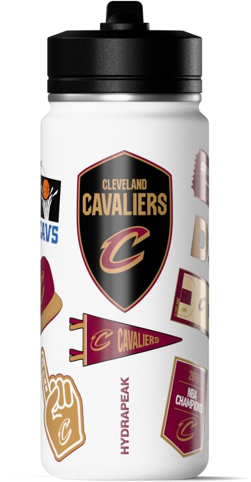 Hydrapeak x NBA Officially Licensed Cleveland Cavaliers 20 oz Active Water Bottle with Chug Lid and Handle Reusable Stainless St