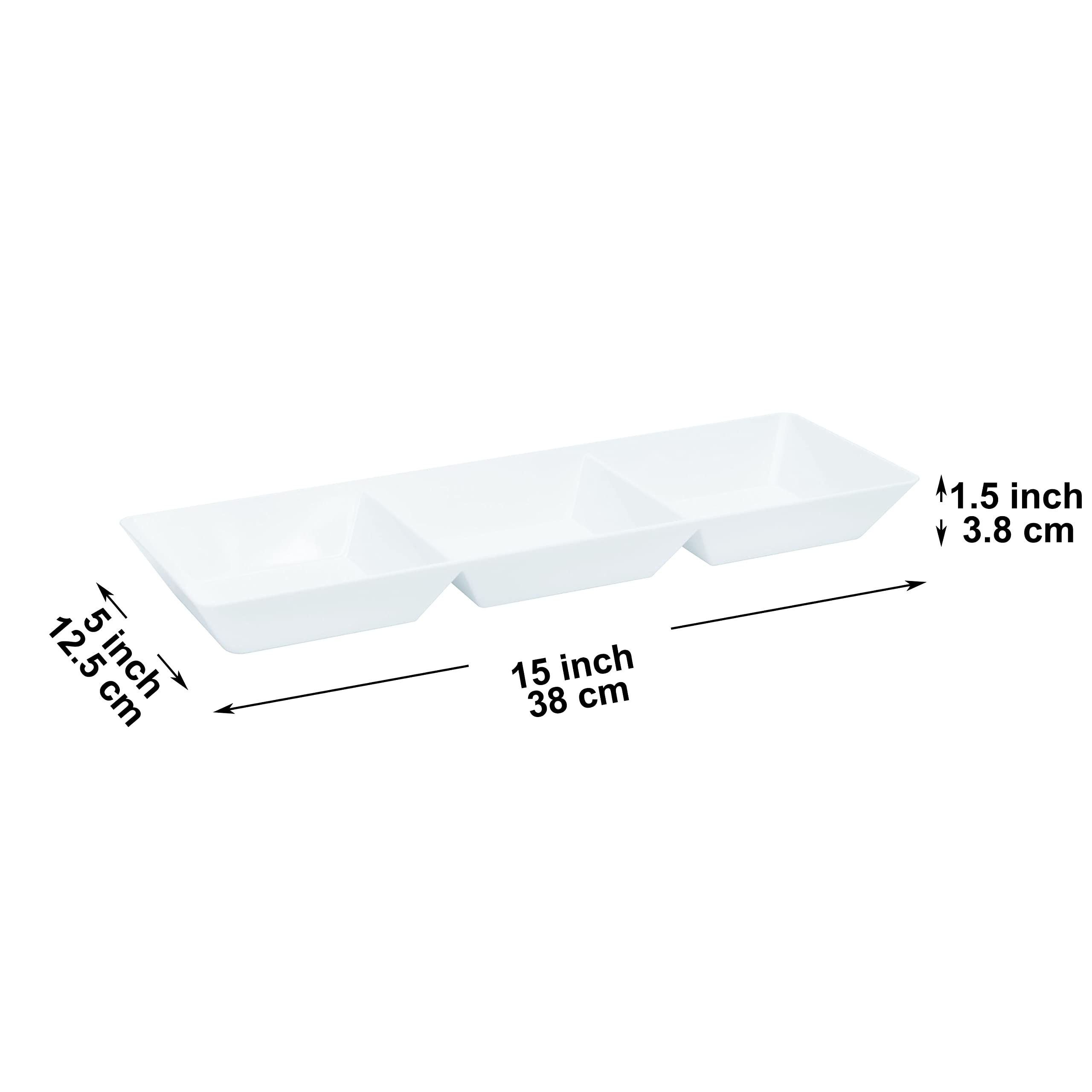 Youngever 4 Pack Stackable Serving Trays, Compartment Plastic Serving Trays, Serving Platters For Party, 15 Inch X 5 Inch (White