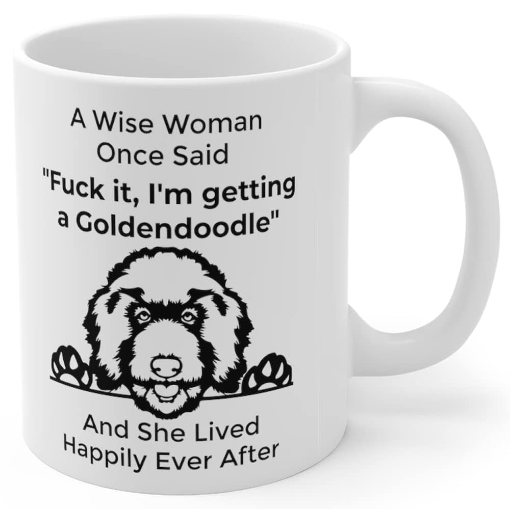 Funny Line Art Goldendoodle Dog Mom Gifts For Women Puppy Lovers Mother 'S Day 2024 A Wise Woman Once Said Coffee Mug With Fun Q