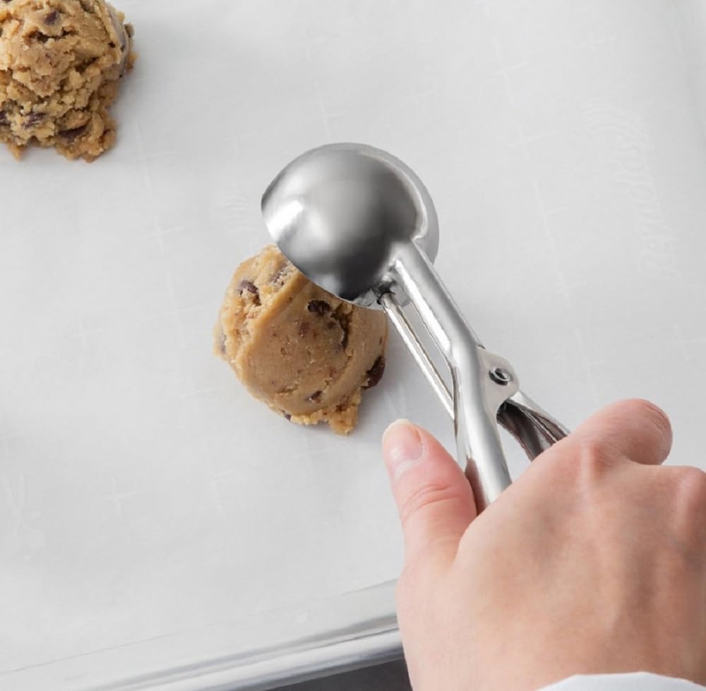 Soro Essentials- #30 Stainless Steel 1-1/4 Oz. Portion Control Scoop Food Server Squeeze Type- Ice Cream Scoop Cookie Scooper Fo