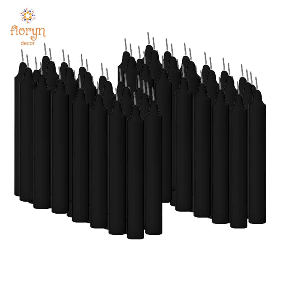 Floryn Decor Black Candles for Spell | Ritual Candles/Healing Candles/Chime Candles/Chakras Candle | Unscented Wax Candles | Pac