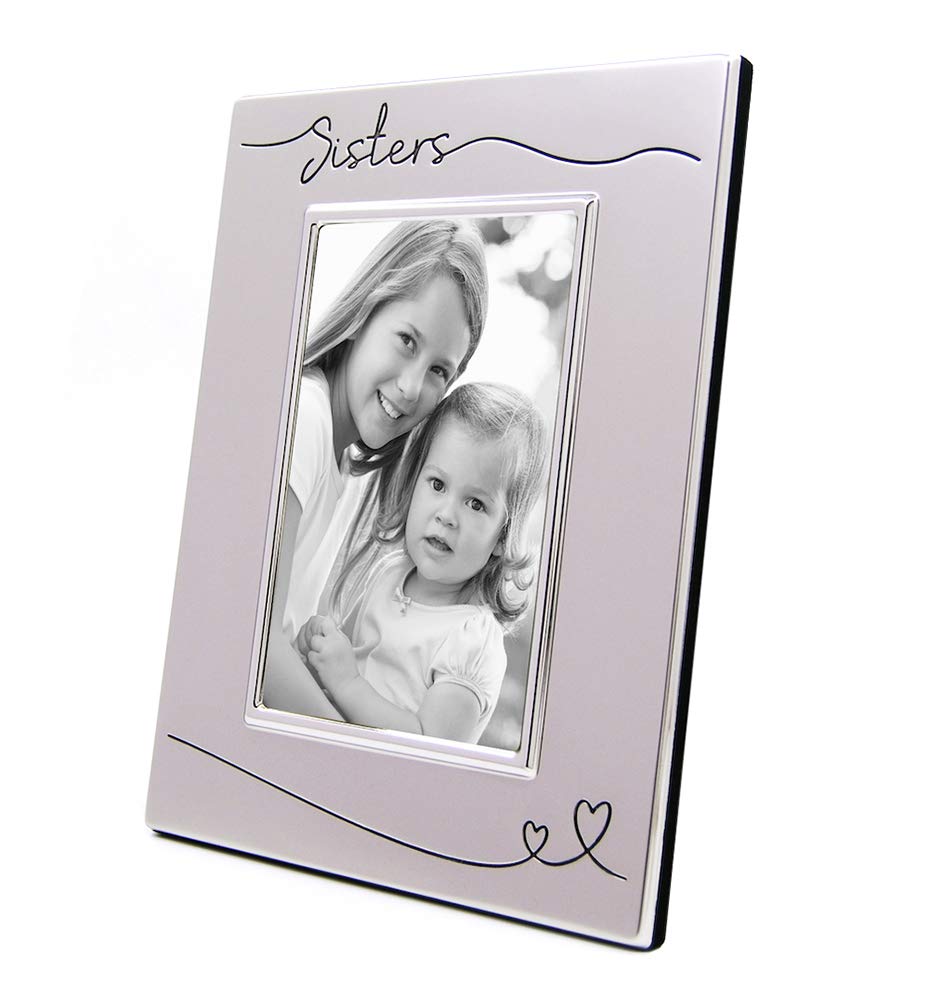 Haysom Interiors Beautiful Two Tone Silver Plated Sisters 4 x 6 Picture Frame with Black Velvet | Unique and Thoughtful Gift Ide