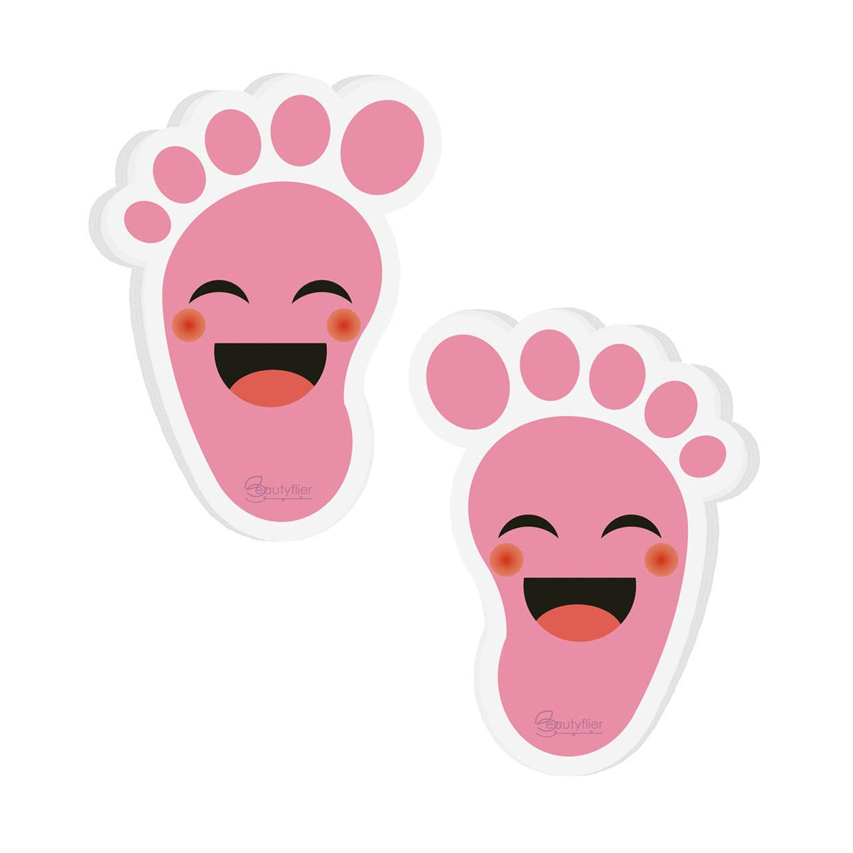 Beautyflier 20 Pairs Self-Adhesive Kids Footprint Stickers Cartoon Guide Floor Decals Social Distance Cute Smile Floor Stickers