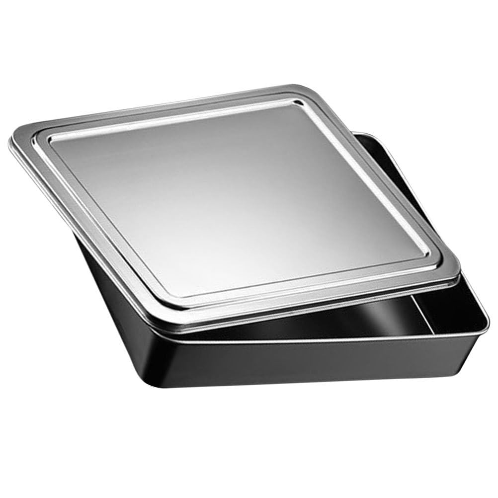 UPKOCH Stainless Steel Cake Pan with Lid Nonstick Bakeware for Tiramisu Brownies Casseroles Dessert Storage Box 13.18 X 11.22 X 