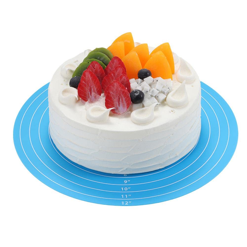 Silicone Baking Mat, With Measurements 12Inch Cake Turntable Pad For Cake With Size Scale Non-Stick High Temperature Resistant B