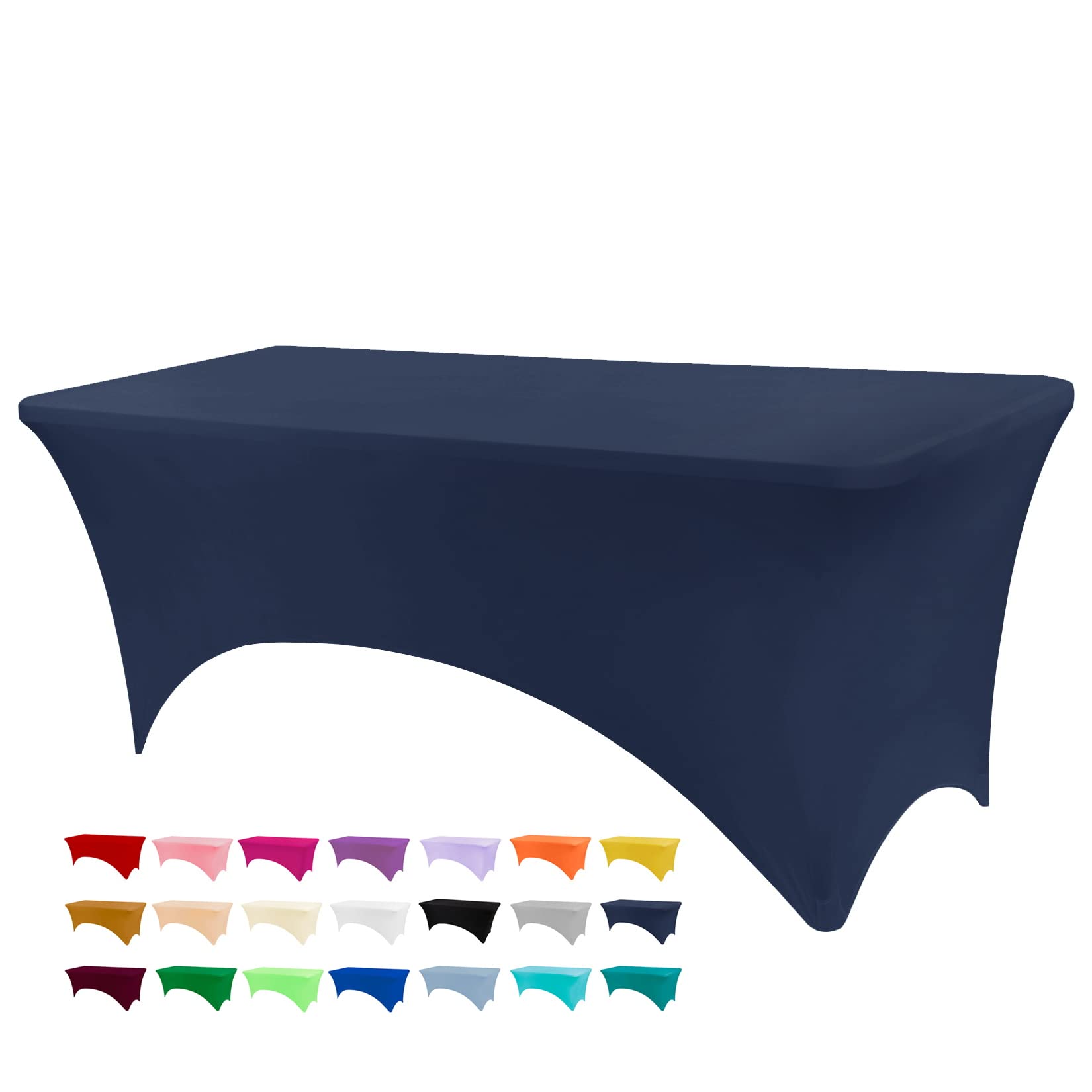 Bddc Table Covers For 4 Foot Tables, Spandex Table Covers 4Ft, Navy Blue Table Cloths Rectangle 4Ft For Events, Wedding, Banquet