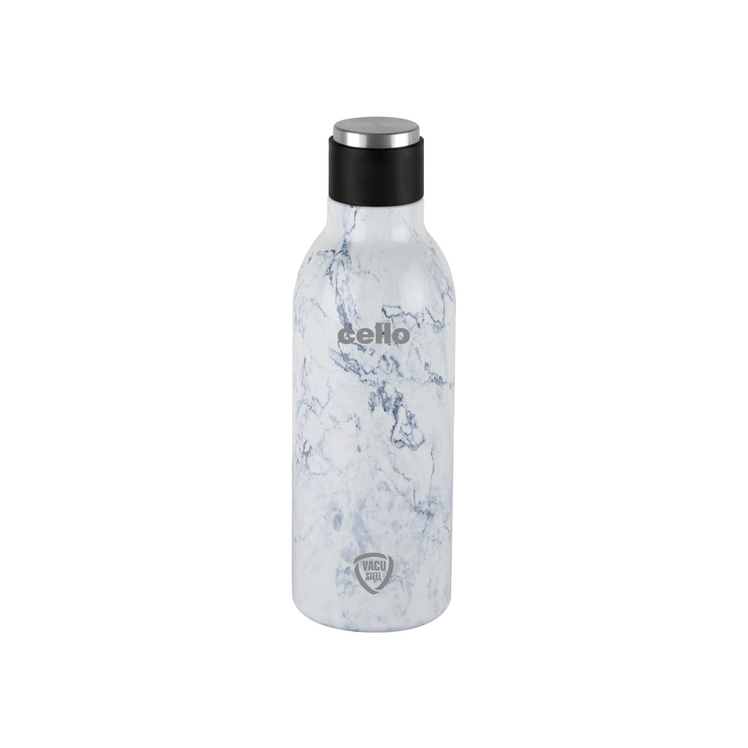 CELLO Marbella Steel Thermosteel Flask, 600ml, White | 24 Hours Hot & Cold Bottle | Flask for Tea Coffee | Ideal for Office, Gym
