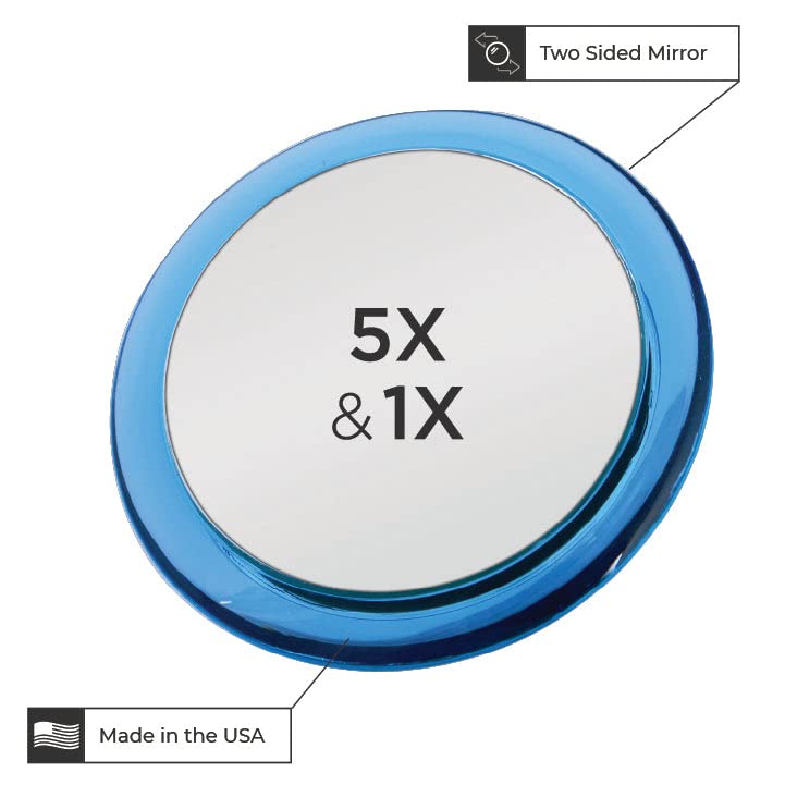 Zadro 5X Two-Sided Acrylic Compact Mirror, 4-Inch, Blue