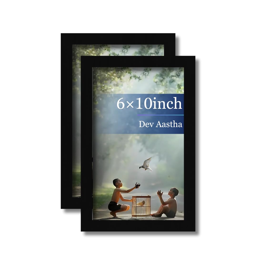 Dev Aastha Black 6X10 Inch Photo Frame For Wall Dcor | Durable Plexi Glass Rectangular Frame | Stylish Home & Office Decoration 