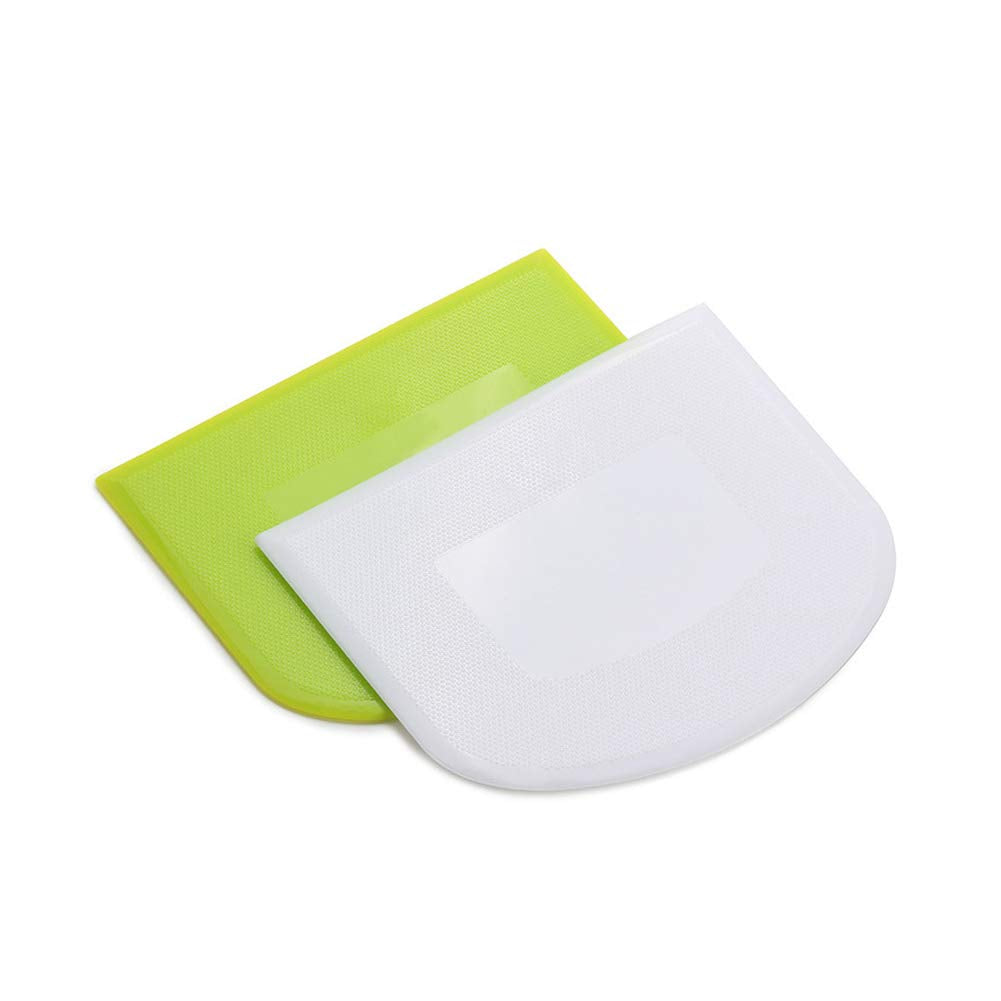 Lasenersm 2 Pieces Dough Scraper Bowl Food-Safe Plastic Dough Cutter Flexible Bench Multipurpose Food Scrappers For Bread Dough