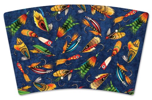 Mugzie Fly Fishing Lures Travel Mug With Insulated Wetsuit Cover, 16 Oz, Black