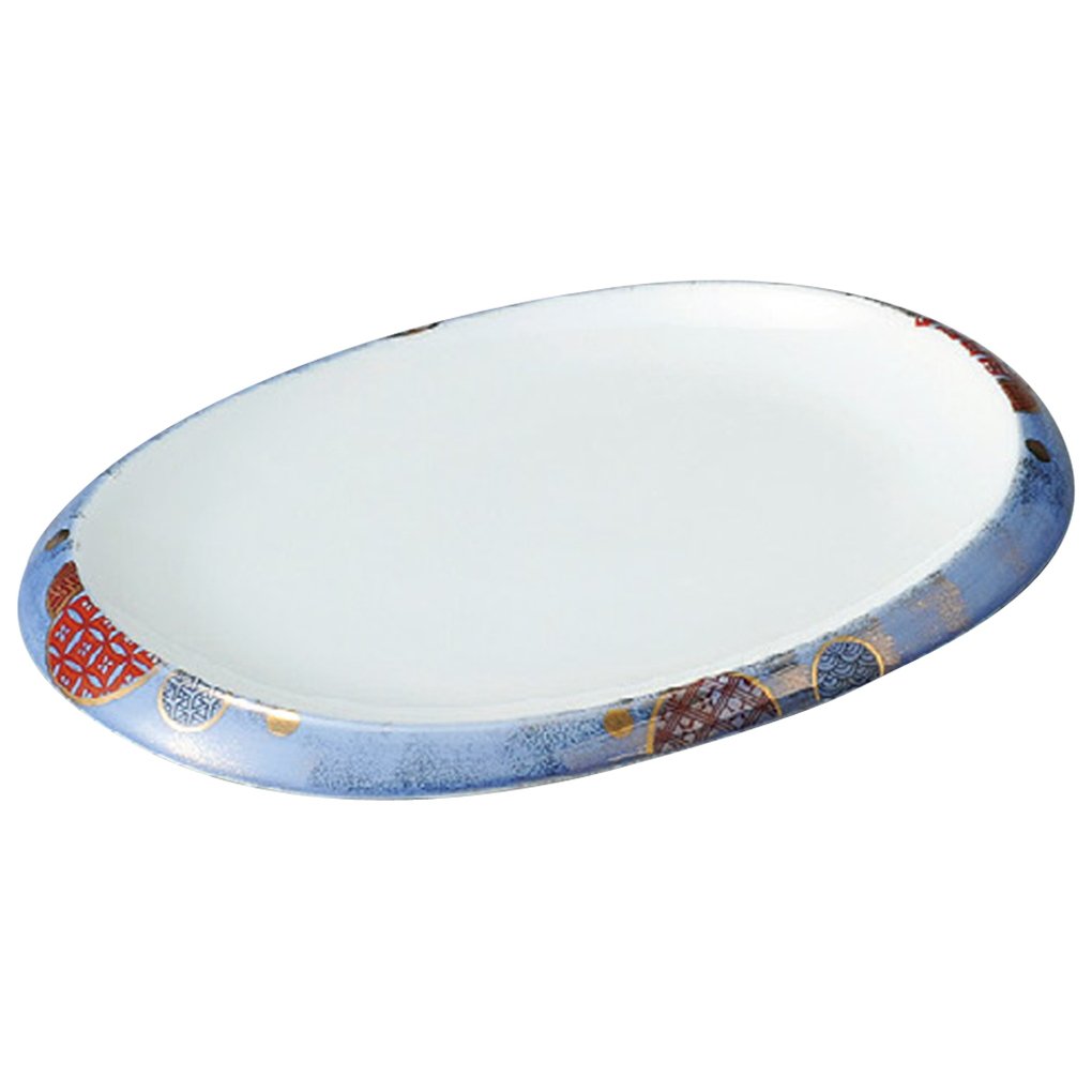 Yamasita Craft 11139150 Nishikimaru Crest Tempura Plate, 7.3 x 10.2 x 1.4 inches (18.5 x 26 x 3.5 cm)