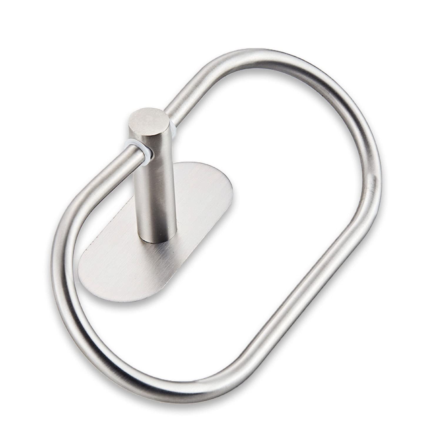 Besteffie Self Adhesive Towel Ring for Bathroom Stainless Steel Adhesive Hand Towel Holder No Drilling Modern Hand Towel Hanger Stick on Wall Brushed Nickel