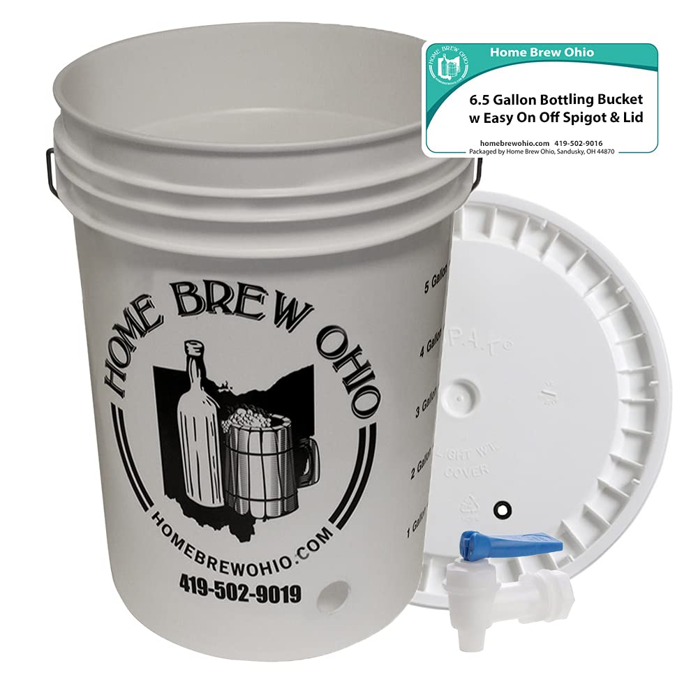 Home Brew Ohio 6.5 Gallon Bottling Bucket With Easy On/Off Spigot And Grommeted Lid