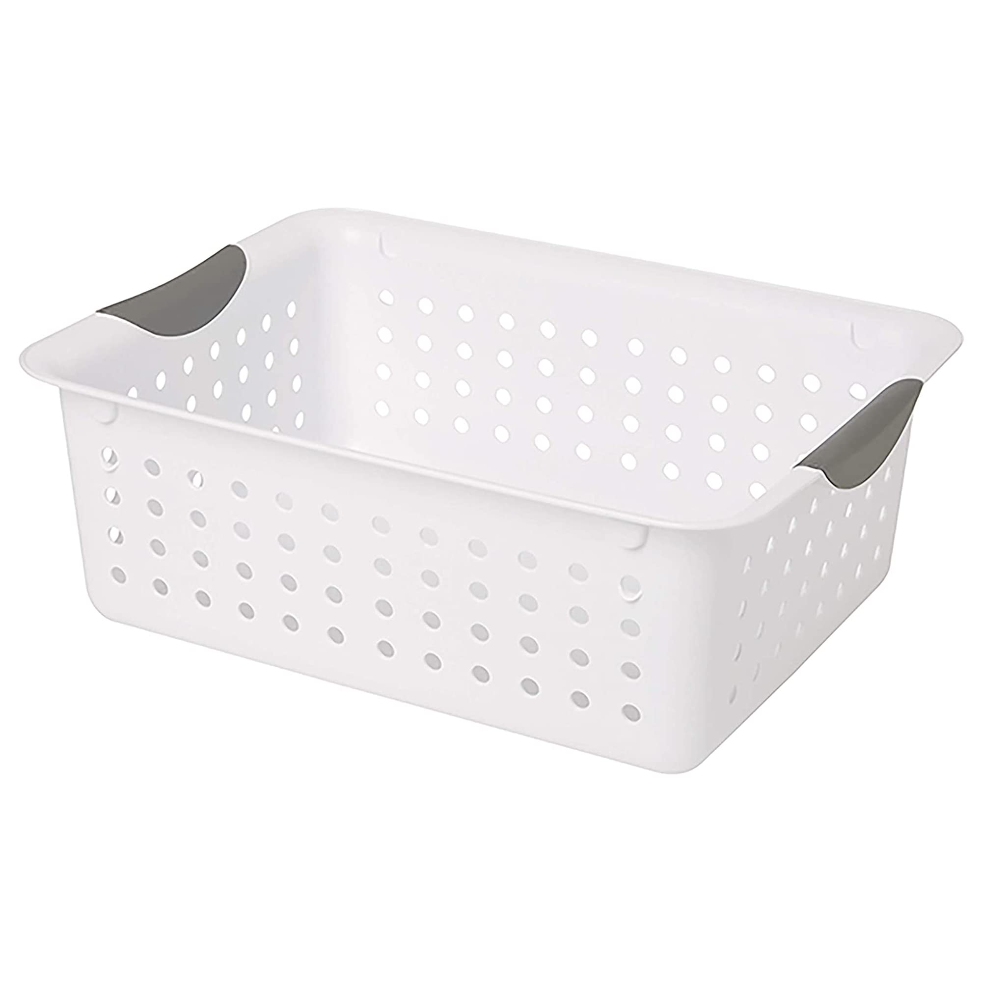 Sterilite Medium Ultra Basket, Storage Bin To Organize Closets, Cabinets, Pantry, Shelving And Countertop Space, White, 12-Pack