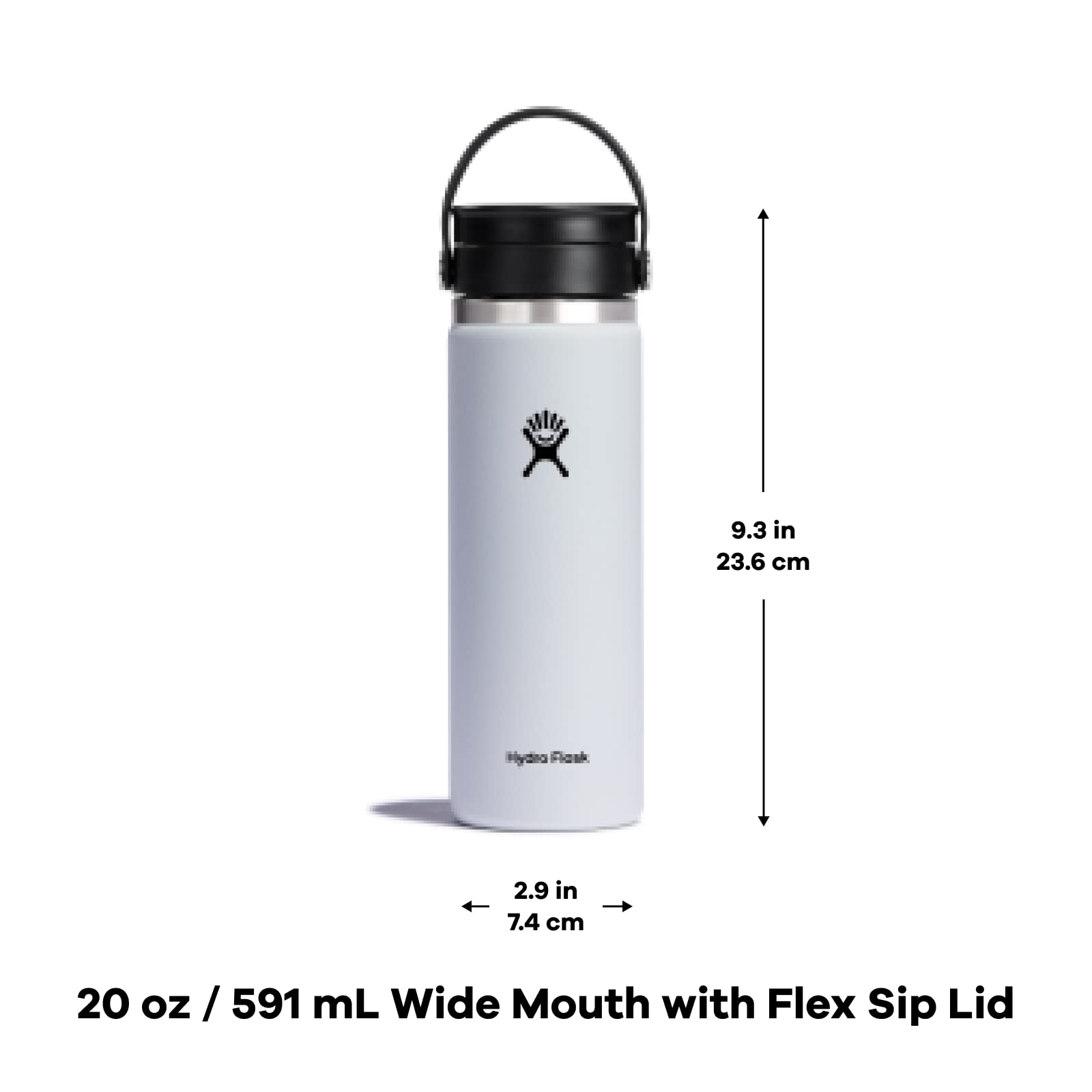 Hydro Flask Wide Mouth Bottle With Flex Sip Lid - Insulated Water Bottle Travel Cup Coffee Mug White 20 Oz